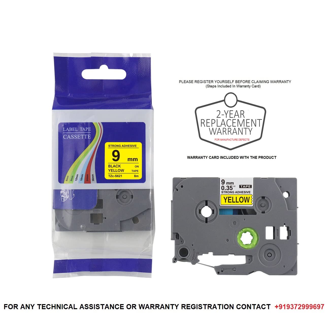 Brother Compatible TZE 621 (Black ON Yellow) Tape 9MM : Amazon.in